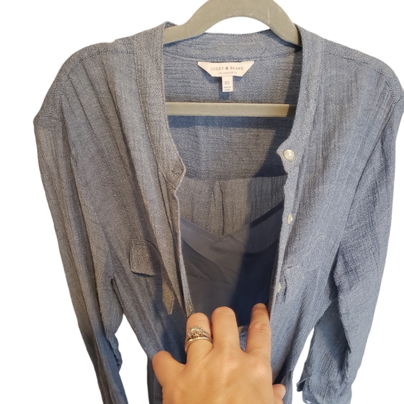 Lucky Brand Chambray Tie Waist Dress XS - Picture 8 of 9